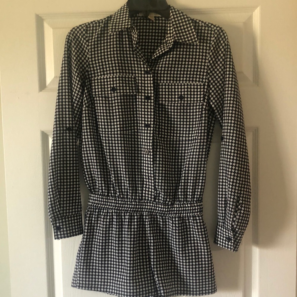 Black and white checkered romper